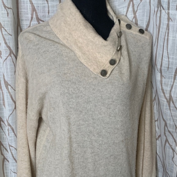 ByTiMo Cream Long-Sleeve Wool Knit Maxi Dress with Button-Trim Collar - Picture 3 of 7